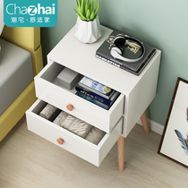 Nordic bedside table Mini small apartment bedside storage cabinet simple modern solid wood leg economy bedside small cabinet