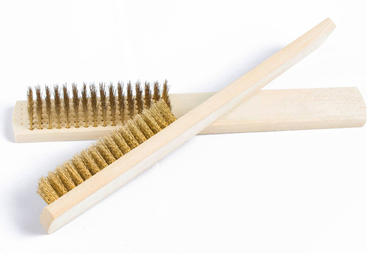 【高端木柄铜刷 金属表面清洁刷 除漆除锈刷子 铜丝板刷 钢丝刷