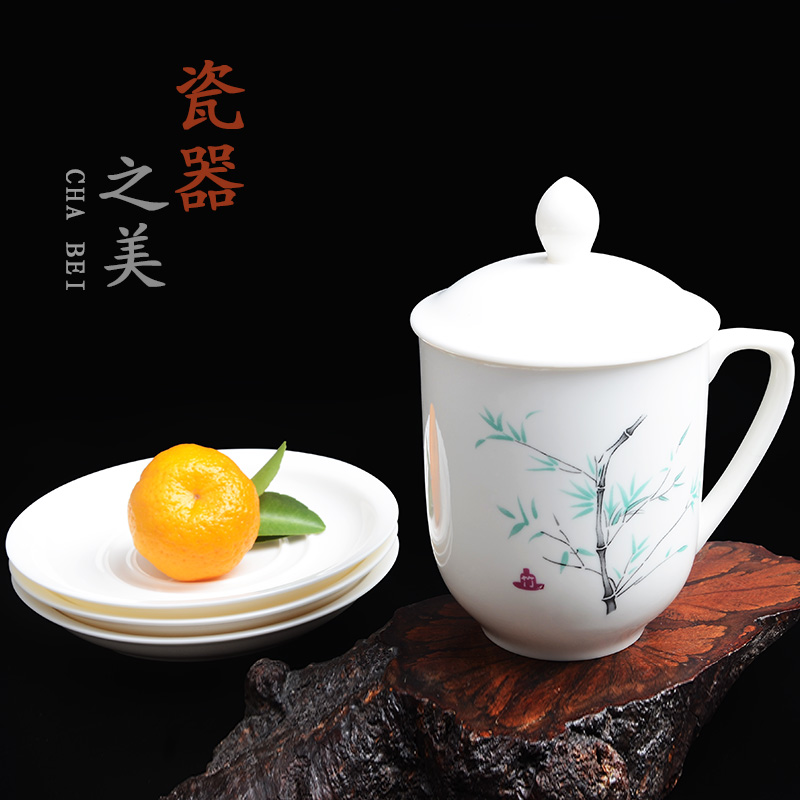 Xiang feng office cup cup ceramic cup business tea cups with cover household ceramic keller cup logo custom the meeting