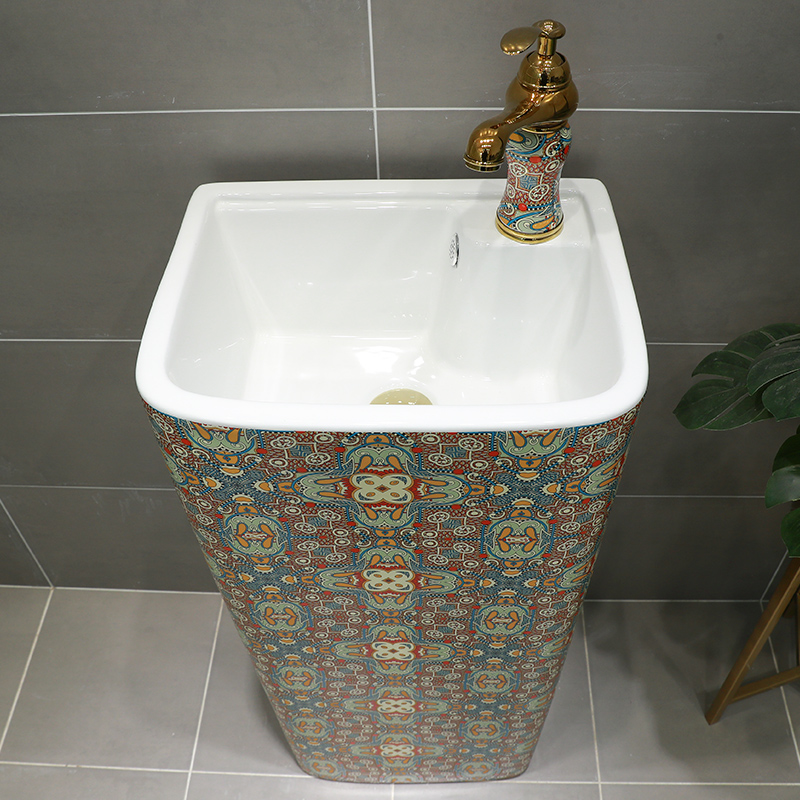 European ceramic column basin vertical integrated art pillar lavabo floor toilet lavatory sink