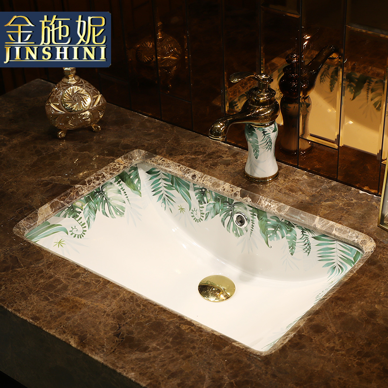 Ceramic undercounter lavabo square Ceramic basin washing a face embedded household small family toilet wash basin