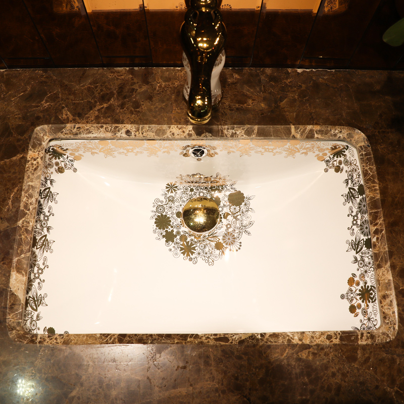 Gold cellnique high - capacity rectangle undercounter art ceramics embedded lavabo toilet wash basin