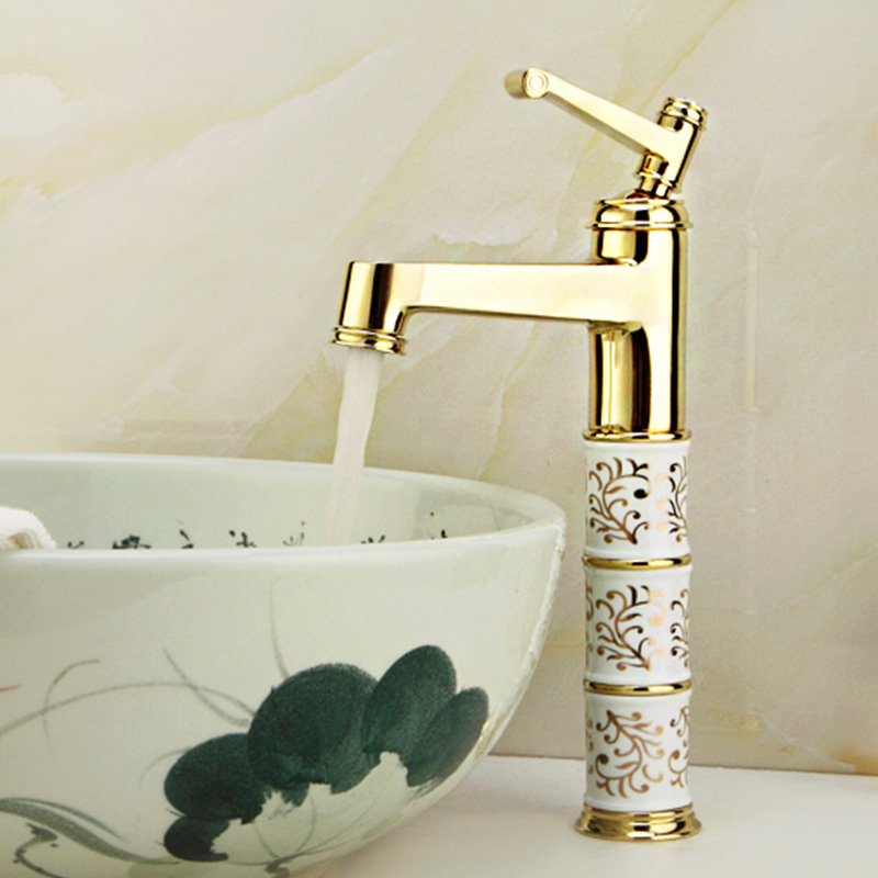 Gold cellnique all Gold - plated copper archaize basin faucet stage basin bibcock of PFM leader