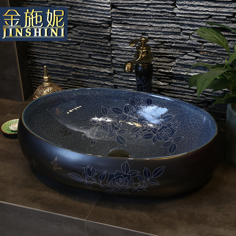 The Fashion of ceramic wash a face to the stage basin oval household washing basin bathroom balcony rectangular art basin