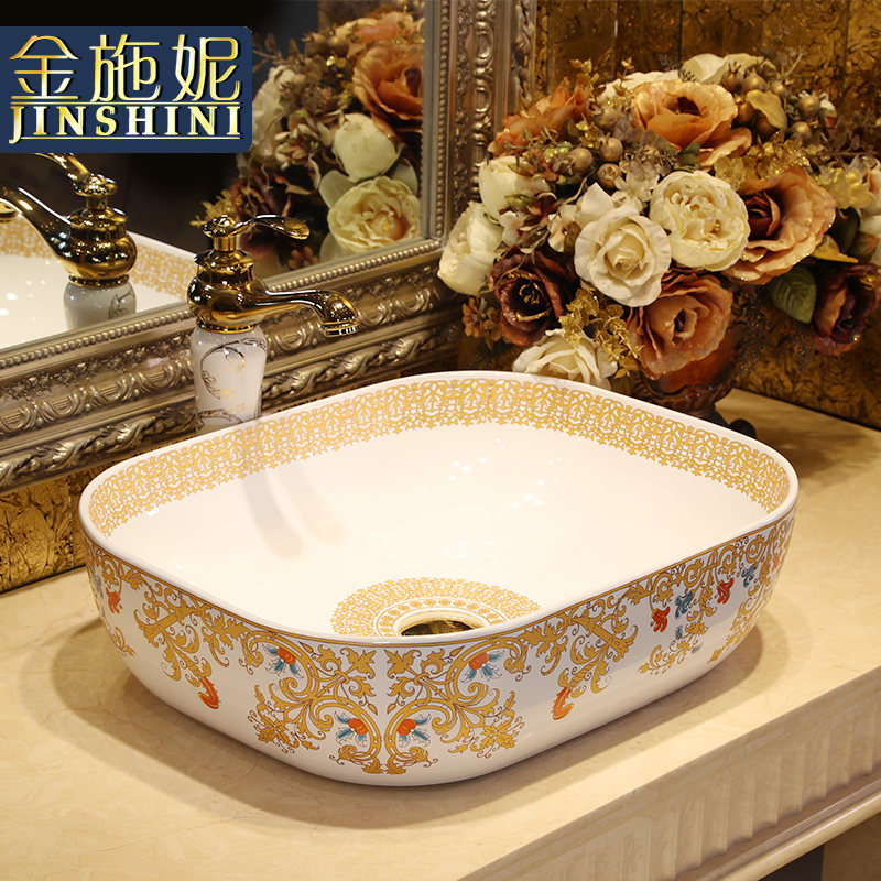 Gold cellnique stage basin of jingdezhen ceramic lavabo that defend bath continental basin hands pool face plate of fruit pipa