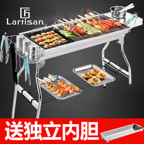 Charcoal BBQ Stove Large Padded Stainless Steel BBQ Grill Outdoor BBQ Tools Home Charcoal BBQ Stove Shelf