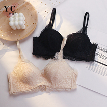 Yicher no rimmed gathered bra small chest flat chest medium thick sexy adjustment type closed pair of breast underwear womens suit