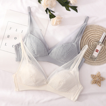 Yi gathered bra small chest flat chest small a cup French triangle cup white thin section no rim underwear womens suit summer