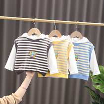 Boys T-shirt spring tide children long sleeve 1-4 years 3 baby leisure base shirt kids male vest T-SHIRT piece