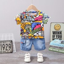 Boys summer 2021 new small children cartoon short sleeve childrens set foreign baby clothes two-piece tide summer