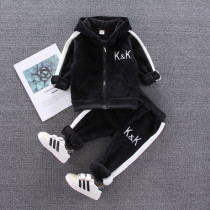 Boys autumn and winter clothing new Korean double-sided velvet childrens suit female baby Foreign style suit golden velvet thickened childrens clothing