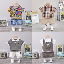 Childrens clothing boys and girls short-sleeved shorts set 1-5 years old foreign baby childrens suit baby clothes summer tide