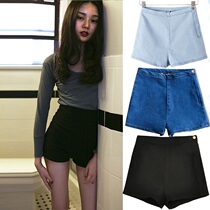 High waisted shorts Women summer 2021 new autumn super short slim black bottoming outside wear hot pants Tide tight denim shorts