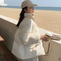 majewuyu small sub short and down clothes woman 2022 new this year Burst White Duck Suede Bread Suit Jacket