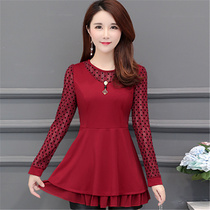 Chiffon shirt womens autumn 2021 new waist thin cover belly mid-length long-sleeved skirt top western-style small shirt