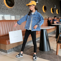 Girls denim coat in Children Fashion foreign style casual coat 2021 new spring and autumn children Korean version of clothes tide