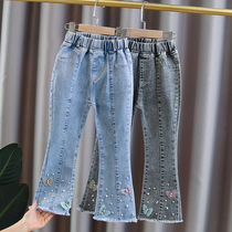 Girls' pants 2022 spring autumn new medium and large children's internet popular hipster oceanic autumn horn girls' jeans