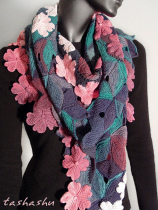 Cherry Blossoms - Stick needle shawl knit translation illustration Non-finished product