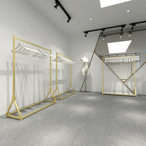 Clothing store golden floor-to-ceiling display rack Womens special shelf Simple clothes rack Store display hanger