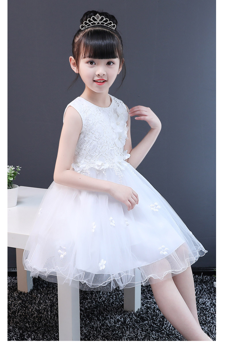 儿童公主裙子春装女童连衣裙夏装小女孩春季洋气白色蓬蓬纱裙春裙_菜