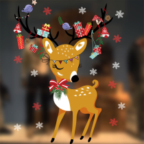 Christmas decoration wall stickers shopping mall shop scene layout Glass stickers electrostatic stickers New Year Santa Claus stickers