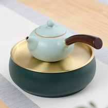 Brass tea tray Household simple small tea sea water storage type pure copper round large tea tray Tea table dry bubble table Tea tray