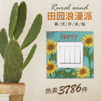 Retro American country minimalist animal and plant fashion resin wall sticker protective cover wall decoration double switch sticker