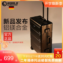 German World Geography Full Aluminum Magnesium Alloy Pull Rod Box Universal Wheel Suitcase Men And Women Password Boarding Suitcase