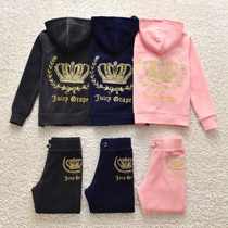 Yang girl Spring and Autumn Fashion Childrens Sports Kind Juice Grape Baby Velvet Clothes
