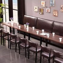 Customized Western restaurant against the wall card seat industrial style theme coffee tea restaurant hot pot restaurant sofa table and chair combination double