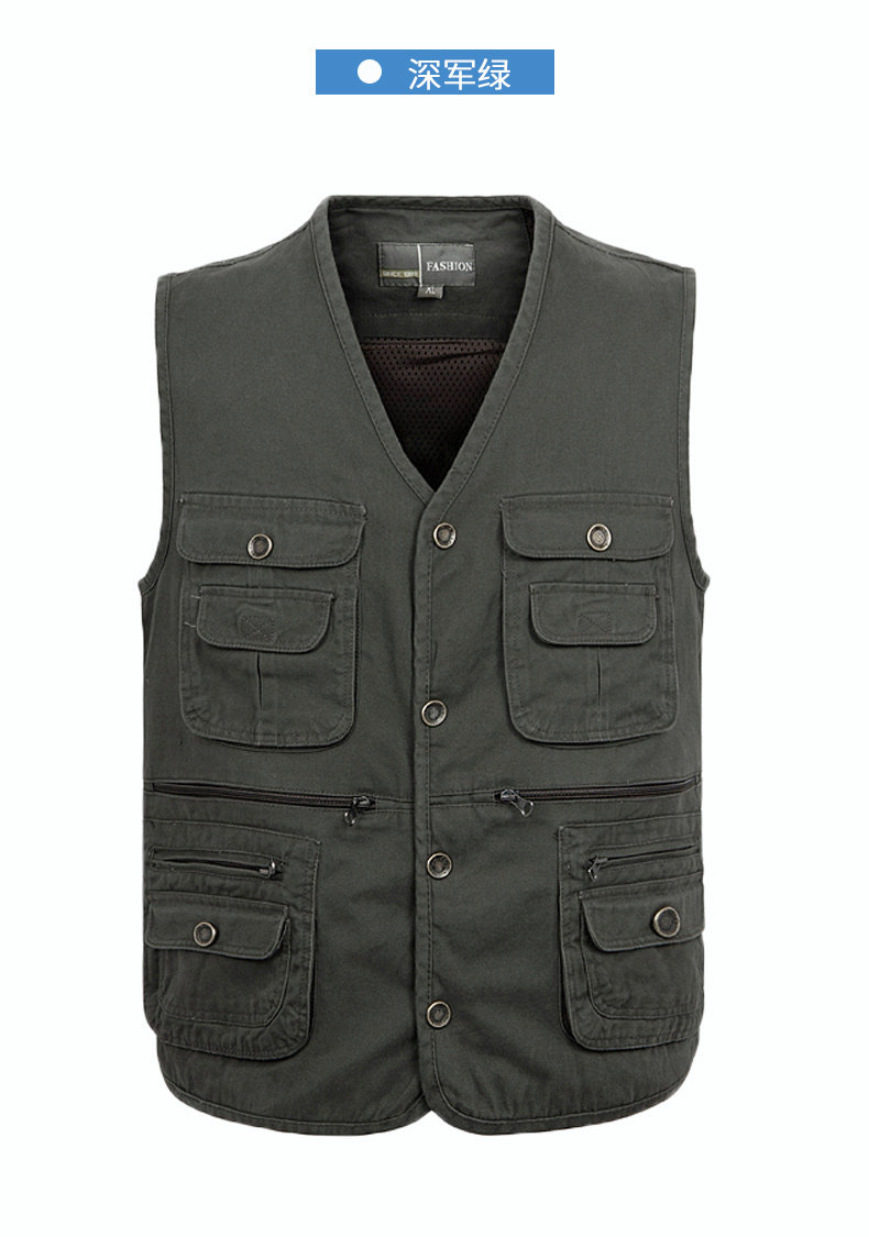 suntek春秋季爸爸棉马甲男中老年休闲户外坎肩老人多口袋马夹钓鱼爷爷