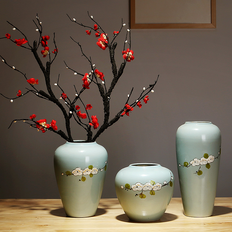 Jingdezhen ceramics vase modern furnishing articles suit sitting room porch dried flowers flower arrangement of Chinese style household decorations