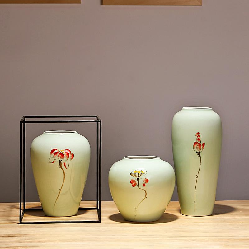 Jingdezhen ceramic vases, dried flowers, flowers, flower arrangement contracted study Chinese landing, the sitting room porch place decoration