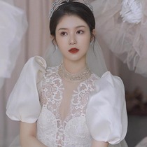 (Han Sakura)satin wedding dress 2021 new bride French high-class retro court style main yarn big tail 2020