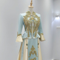 (Qing Song) Wedding Xiuhe dress Chinese wedding dress 2021 new bride cabinet dress Dragon and phoenix coat toast dress dress