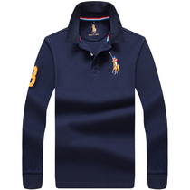 Long sleeve T-shirt male turn pure cotton autumn new with collar Compassionate Jersey Trend Polo Shirt Male Loose big code