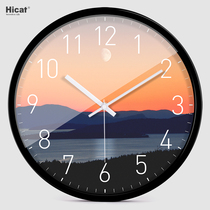HICAT simple modern Sunrise landscape wall clock creative personality silent quartz clock home living room bedroom table
