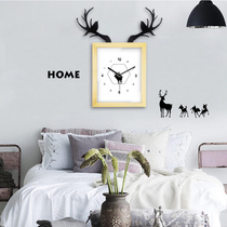 Solid wood wall clock Nordic simple hipster bedroom living room study wall clock mute sweep second movement wooden clock