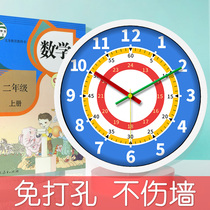 Children learn wall clock creative recognition table cute cartoon clock boys and girls early education students recognize clocks and clocks without punching