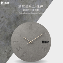 Cement clock home fashion creative wall clock living room Nordic personality Art hanging watch minimalist gray wall clock