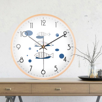 Solid wood simple Japanese silent wall clock Nordic creative personality household Quartz clock Bedroom living room childrens hanging watch