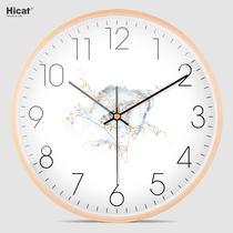 HICAT simple personality Japanese wall clock fashion home silent solid wood quartz clock living room bedroom wall table