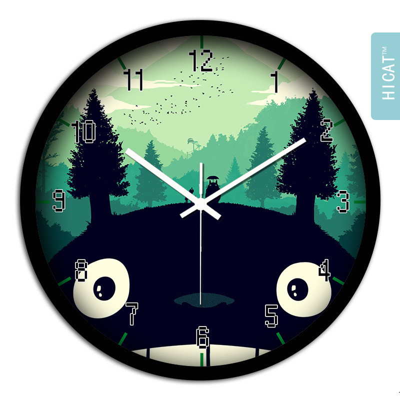 日本卡通龙猫时尚可爱挂钟卧室网吧家居装饰石英电子时钟表_不打折