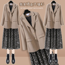 Net red temperament age age elder sister suit jacket 2021 Spring Autumn new floral dress women suit two sets