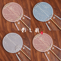 Ancient style long handle group fan Hanfu fan Tassel bronzing palace Fan Hanfu long streamer fan Ancient costume broken cloud fan