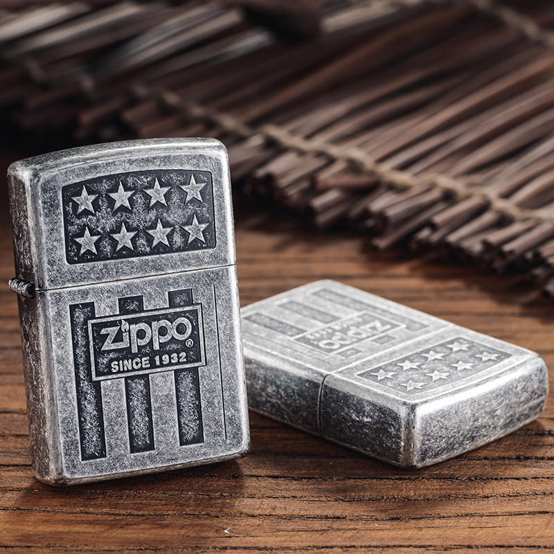 打火机zippo正版男士古银1932经典标志美国正品煤油防风刻字zppo