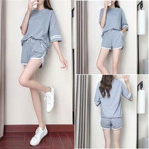 Summer short-sleeved shorts running casual sportswear suit womens tide Korean summer new short fashion two-piece set