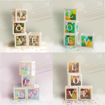 LOVE surprise transparent box BABY suitors Sue White Balloon Box Birthday Party Placement Surprise Balloon Box