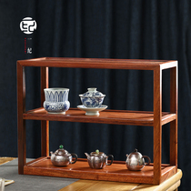 Handmade solid wood Brazilian Rosewood bog tea set desktop storage rack storage rack wooden tea rack teapot display rack