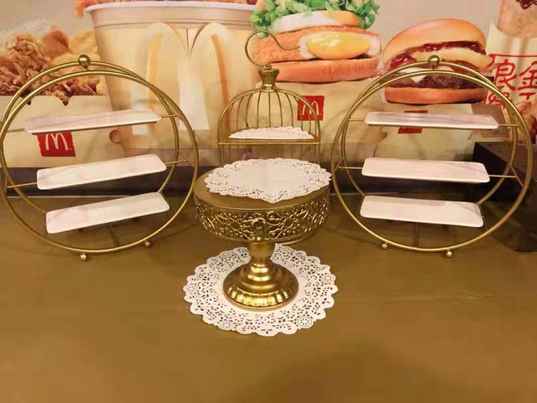 欧式下午茶三层点心架茶歇冷餐架甜品台现代酒店餐具自助餐展示架